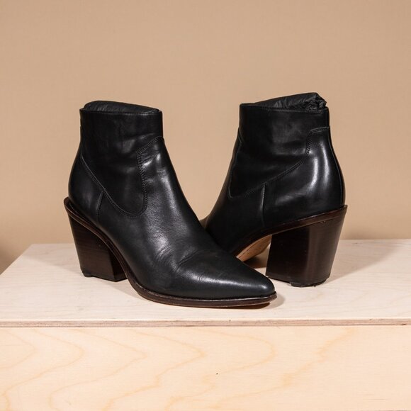 Rag & Bone Razor Black Leather Boot Size 39/9 - Picture 2 of 11